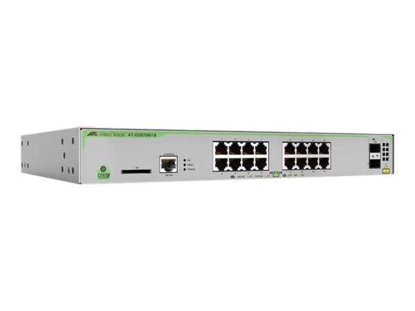 ALLIED 16x 10/100/1000T ports and 2x combo ports 100/1000X SFP or 10/100/1000T Copper Fixed one AC power supply EU Power Cord