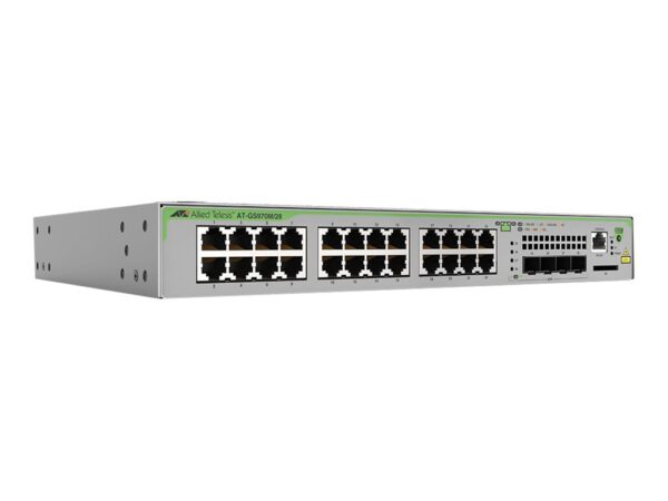ALLIED 24x 10/100/1000T ports and 4x combo ports 100/1000X SFP or 10/100/1000T Copper Fixed one AC power supply EU Power Cord