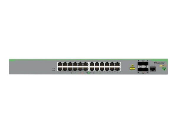 ALLIED 24x 10/100T POE+ ports and 4x 100/1000X SFP 2 for Stacking Fixed dual AC power supply EU Power Cord