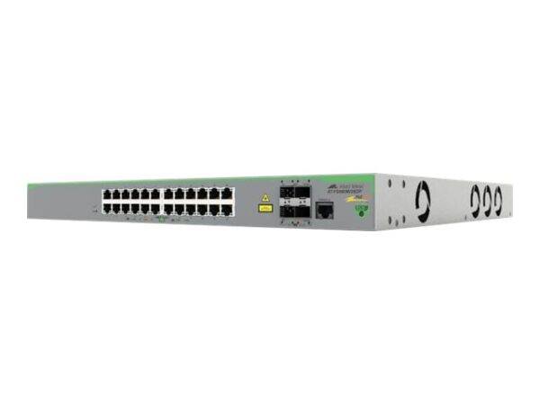 ALLIED 24x 10/100T POE+ ports and 4x 100/1000X SFP 2 for Stacking Fixed dual AC power supply EU Power Cord