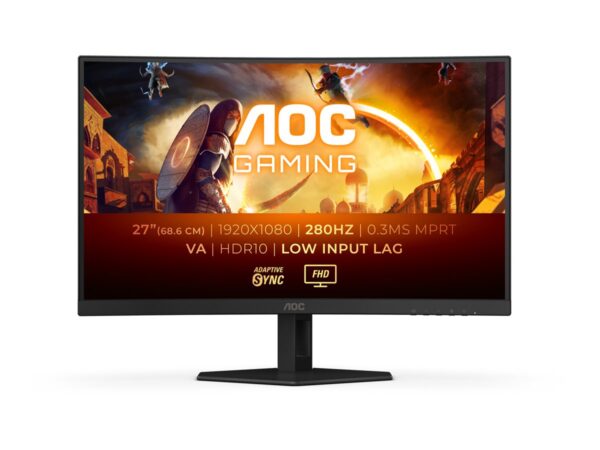 AOC C27G4ZXE 27p FHD Curved Gaming Monitor 1920×1080 280Hz 1ms HDR10 FreeSync Premium HDMI DisplayPort black