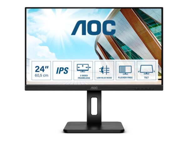 AOC Q24P2Q 23.8p 2560×1440 QHD IPS 250cd/m2 1000:1 4ms HDMI VGA DisplayPort haut-parleurs noir