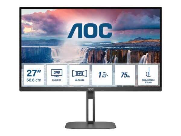 AOC Q27V5N/BK 27p WQHD VA 75Hz 4ms 300cd/m2 HDMI 1.4×2 DPx2 Speakers