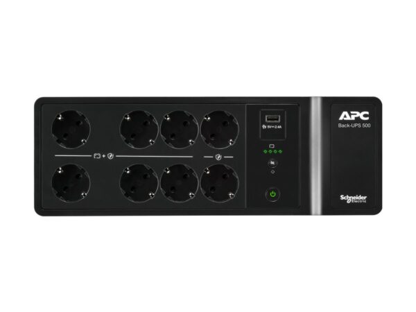 APC Back-UPS 500VA 8 schuko outlets 230V 1 USB charging port