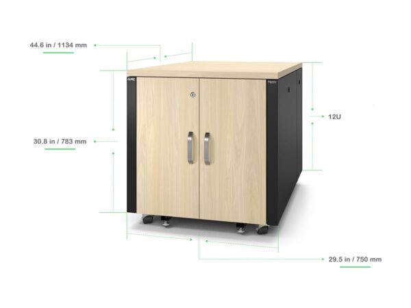 APC NetShelter Soundproof Server Rack 12U 110-240V 783H x 750W x 1134D mm Maple
