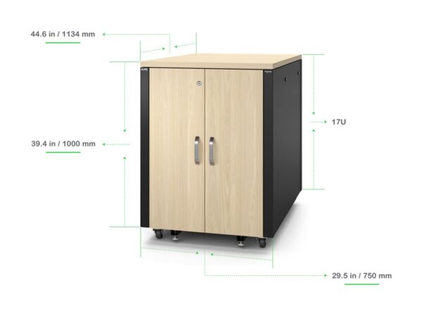 APC NetShelter Soundproof Server Rack 17U 230V 1000H x 750W x 1134D mm Maple