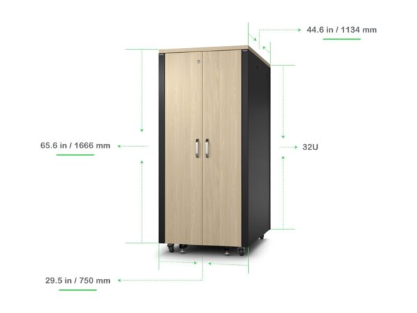 APC NetShelter Soundproof Server Rack 32U 230V 1666H x 750W x 1134D mm Maple