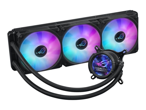 ASUS ROG Strix LC III ARGB LCD all-in-one CPU liquid cooler with 2.1 IPS LCD Aseteks new Gen7 v2 pump and premium ROG ARGB fans