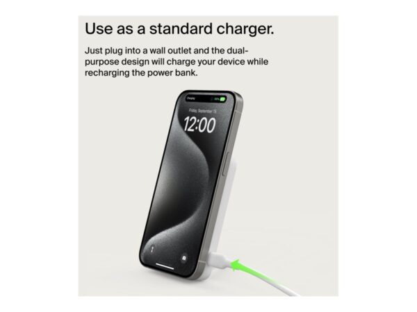 BELKIN 5k Qi2 MagSafe Compatible Powerbank with Kickstand – WHITE