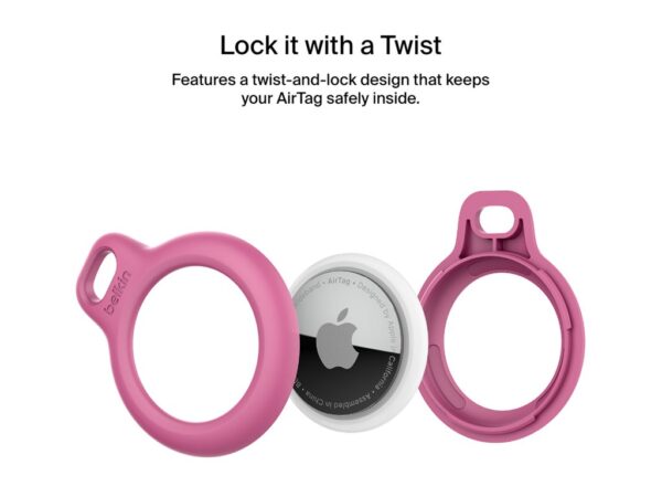 BELKIN Airtag Protection avec Cordon Rose