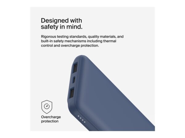 BELKIN Batterie externe 3 ports 10K avec câble USB-A vers USB-C bleu