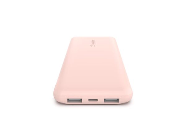 BELKIN Batterie externe 3 ports 10K avec câble USB-A vers USB-C rose
