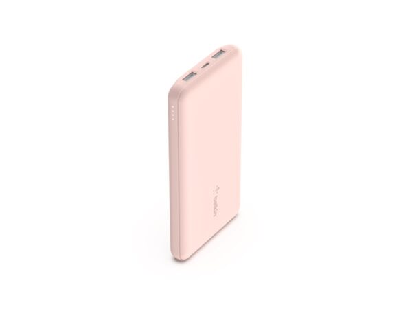 BELKIN Batterie externe 3 ports 10K avec câble USB-A vers USB-C rose