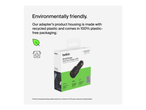 BELKIN Boost Charge 42w – 30w USB-C PD PPS + 12w USB-A Car Charger