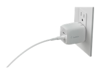 BELKIN BOOST CHARGE 45w USB-C GaN PD PPS Dual Wall Charger White