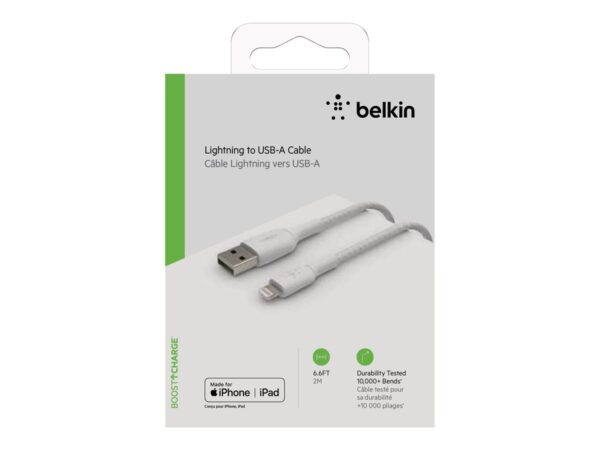 BELKIN BOOST CHARGE USB-A to Lightning Cable Braided 2M White