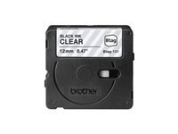 BROTHER 12MM BTAG131 Tape Black on Transparent