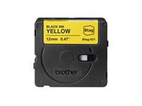BROTHER 12MM BTAG631 Ribbon Black on Yellow