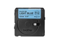 BROTHER 12MM BTAGL31 Ribbon Black on Light Blue