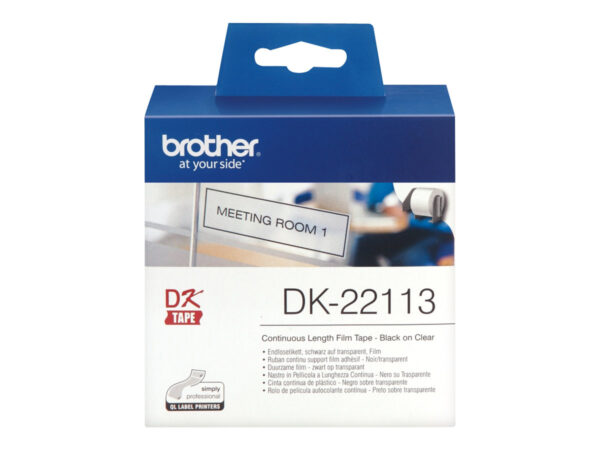 BROTHER DK22113 Ruban continu film Noir -Transparent – largeur 62 mm