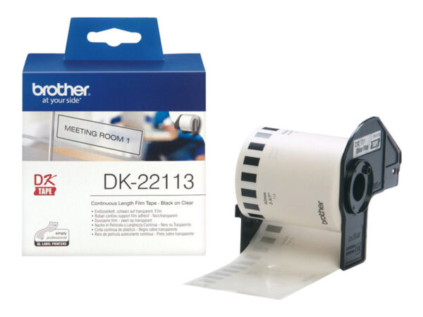 BROTHER DK22113 Ruban continu film Noir -Transparent – largeur 62 mm