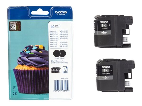 BROTHER LC-123 cartouche d encre noir haute capacité 600 pages 1-pack blister sans alarme