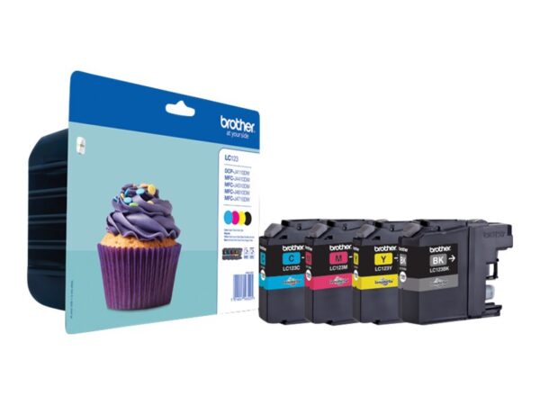 BROTHER LC-123 cartouche dencre noir et tricolore capacité standard 1-pack blister sans alarme