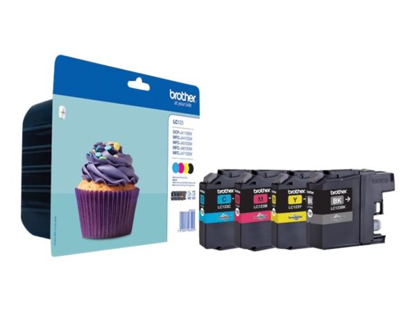 BROTHER LC-123 cartouche dencre noir et tricolore capacité standard 1-pack blister sans alarme