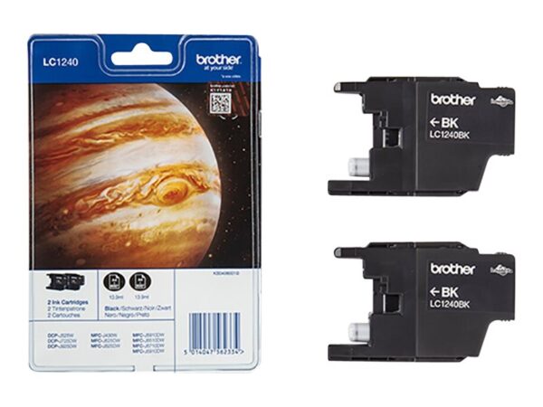 BROTHER LC-1240 cartouche d encre noir haute capacité 2×600 pages 1-pack blister sans alarme