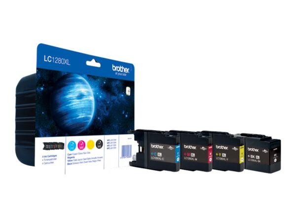 BROTHER LC-1280 cartouche dencre noir et tricolore très haute capacité 1x 2.400 pages 1-pack blister sans alarme