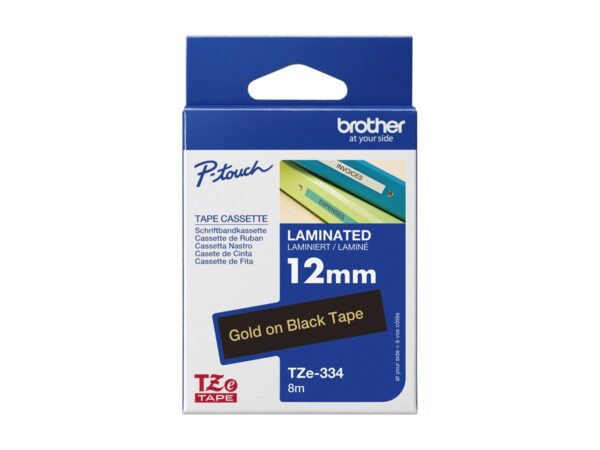 BROTHER P-TOUCH TZE-334 gold sur noir  12mm
