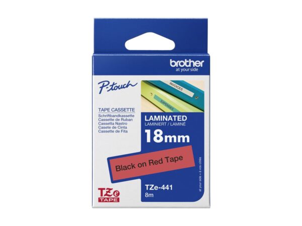 BROTHER P-TOUCH TZE-441 noir sur rouge 18mm