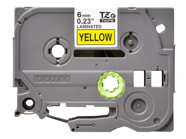 BROTHER P-TOUCH TZE-611 noir sur jaune  6mm