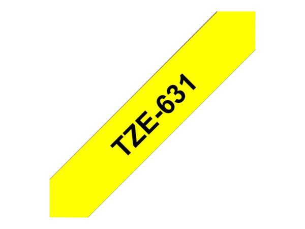 BROTHER P-TOUCH TZE-631 noir sur jaune  12mm