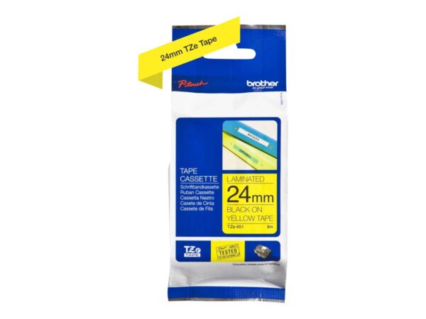BROTHER P-TOUCH TZE-651 noir sur jaune  24mm