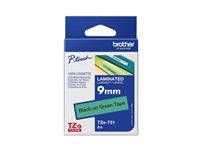 BROTHER P-TOUCH TZE-721 noir sur vert 9mm