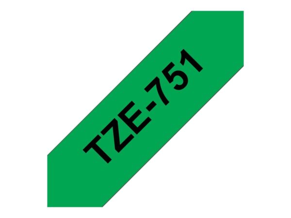 BROTHER P-TOUCH TZE-751 noir sur vert 24mm
