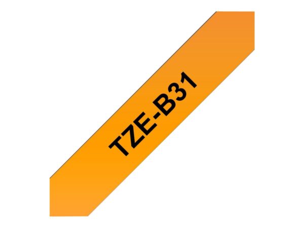 BROTHER P-TOUCH TZE-B31 noir sur neon orange 12mm