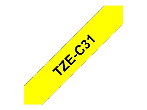BROTHER P-TOUCH TZE-C31 noir sur neonjaune  12mm
