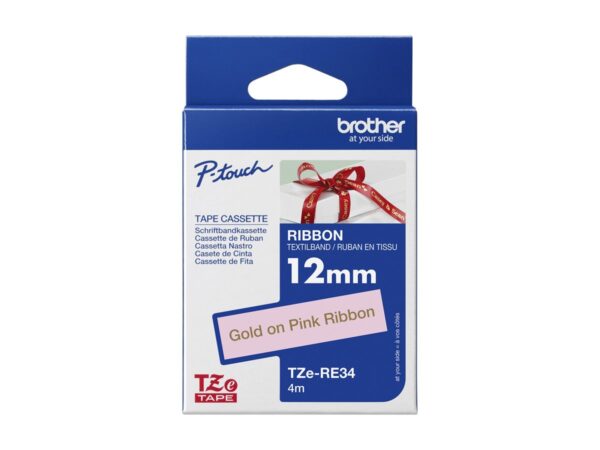 BROTHER Ruban tissus Or sur Rose 12mm (4m)
