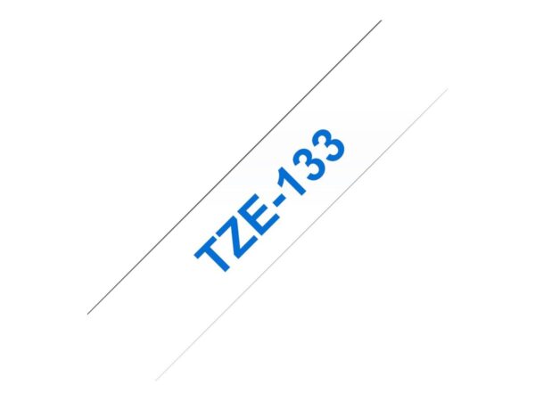 BROTHER Ruban TZe133 12mm Bleu sur fond Transparent Laminé 8M