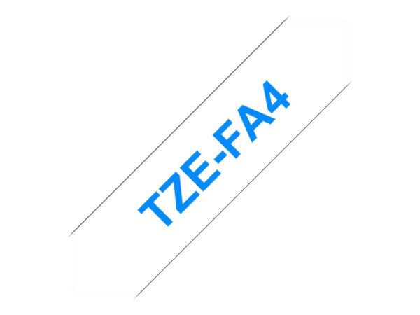 BROTHER Ruban TZeFA4B 18mm Bleu sur fond Blanc Thermo collant, 3M