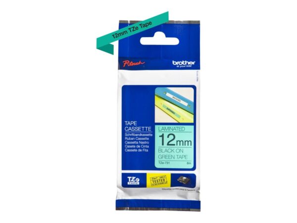BROTHER TZ731 tape cassette 12mm 8m green black for P-touch 200 300 500 Series