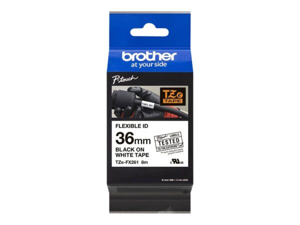 BROTHER TZEFX261 36mm Black on White Flexible ID
