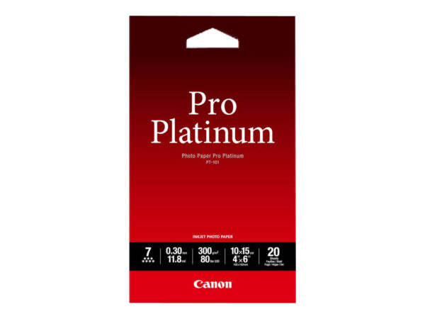 CANON PT-101 pro platinum photo  papier inkjet 300g/m2 4×6 inch 20 feuilles pack de 1