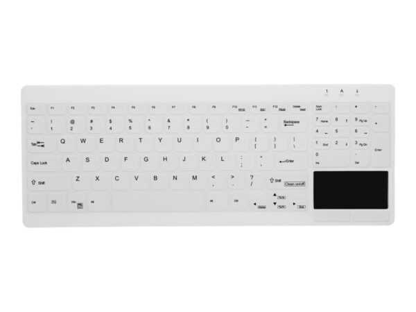 CHERRY Hygiene Compact Ultraflat Touchpad Keyboard with NumPad Fully Sealed Watertight USB White (FR)