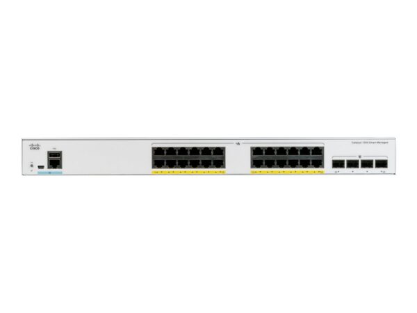 CISCO Catalyst 1000 24-Port Gigabit PoE+ PoE Budget 195W 4 x 10G SFP+ Uplinks LAN Base