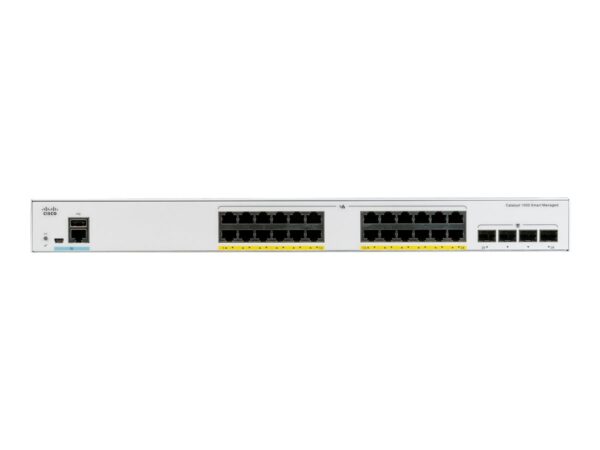 CISCO Catalyst 1000 24-Port Gigabit PoE+ PoE Budget 370W 4 x 10G SFP+ Uplinks LAN Base