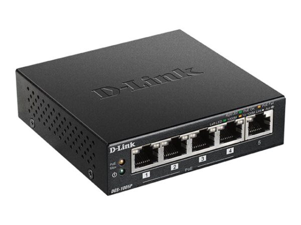 D-LINK 5 ports Gigabit dont 4 ports supportant le PoE – Budget PoE 60W