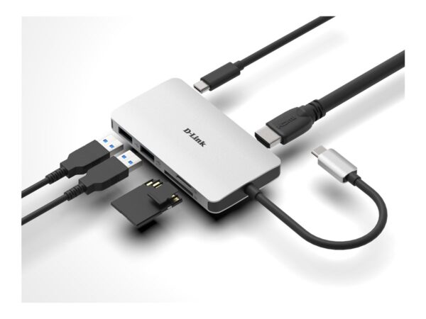 D-LINK USB-C 6-en-1 HDMI SD /microSD card reader and charging
